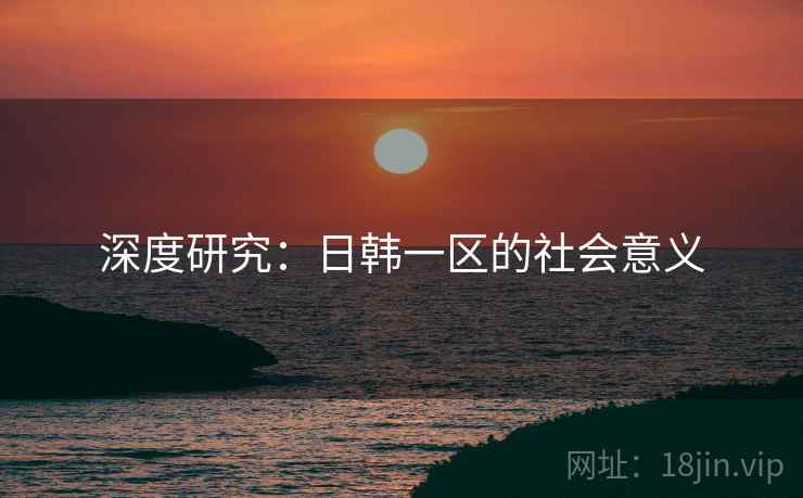 深度研究：日韩一区的社会意义